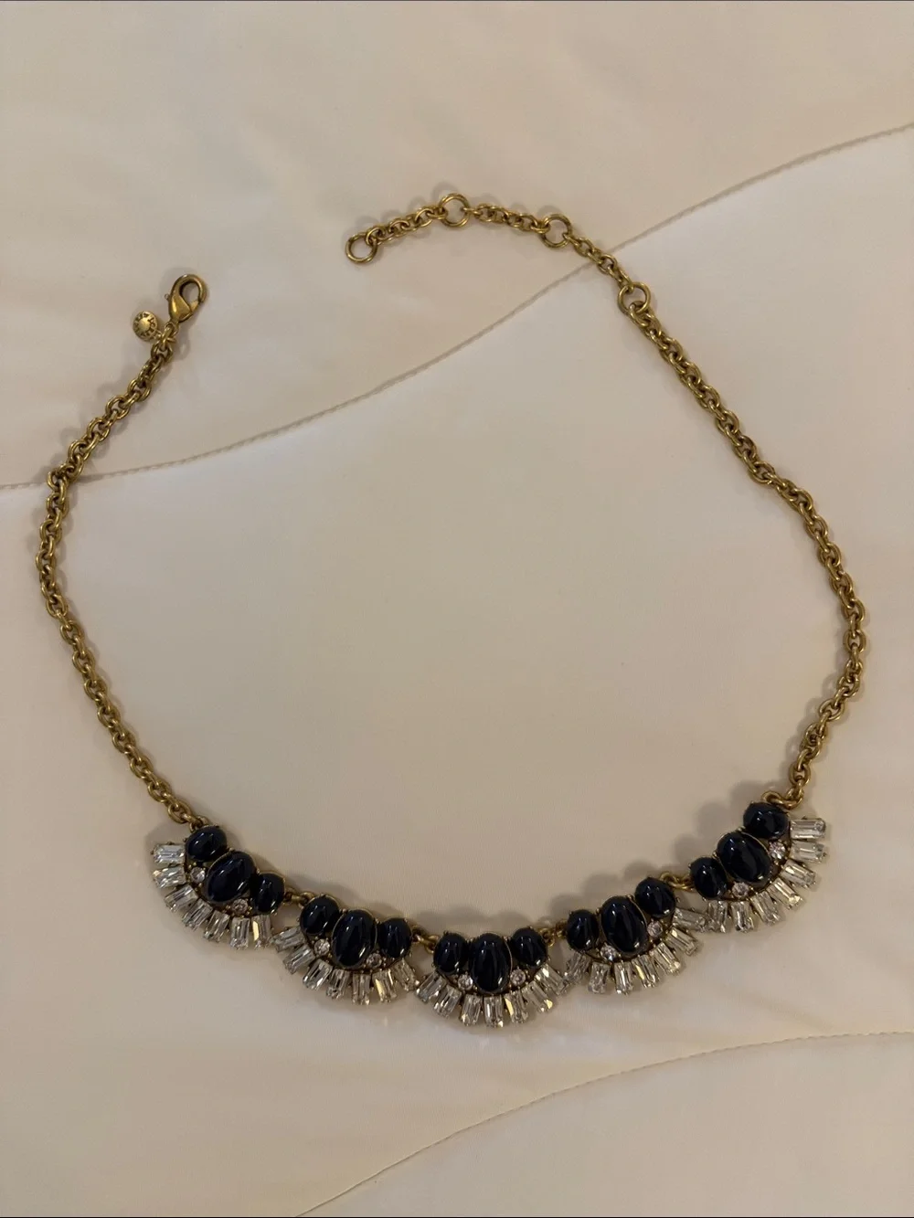 J. Crew Gold-Tone Necklace with Navy Stones and Crystal Accents